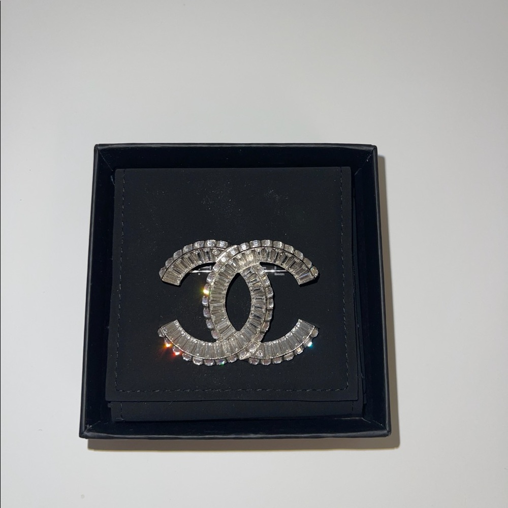 Chanel silver/crystal brooch